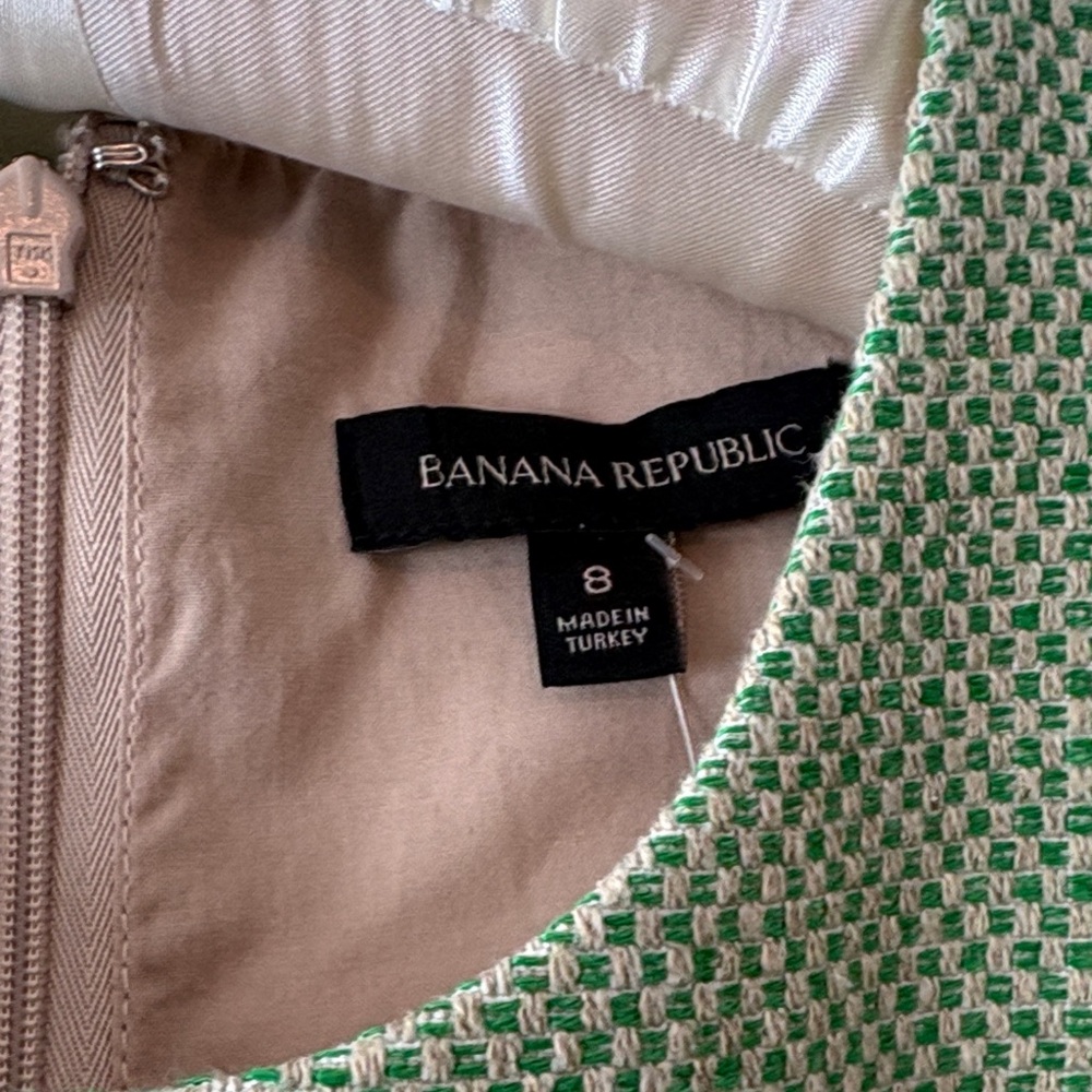 Banana Republic Green & White Woven Tweed Dress